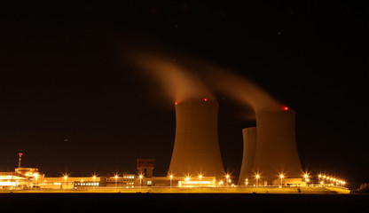 Nuclear power plant at night - Temelin, Czech Republic