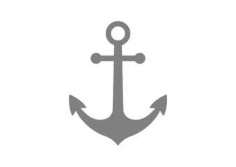 Grey anchor icon on white background
