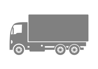 Grey truck icon on white background