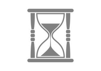 Grey hourglass icon on white background