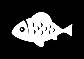 Fish icon on black background