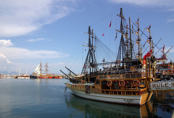 Boats in the port of Alanya, Turkey