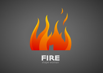 fire shape woman icon