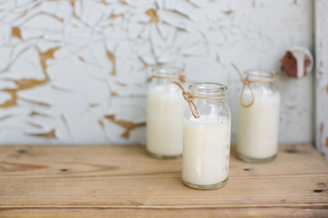 three milk bottle