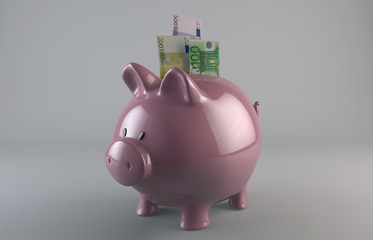 Piggy Bank with Falling Coins - Stock Image