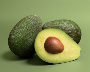 3d illustration of avocados