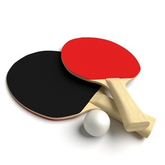 3d illustration of ping pong paddles