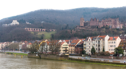 The cityscape of Heidelberg city with River Neckar and Heidelber