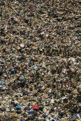 View of a massive trash dump site, result of the human activity.