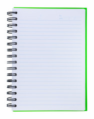 Green cover of notebook
