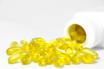 Fish oil capsules with white container