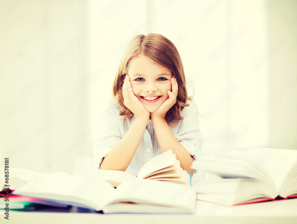 Poster student girl studying at school