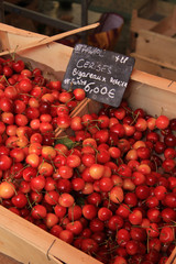 Cherries at a market