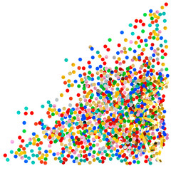 colorful assorted confetti on white background