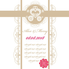 Wedding invitation card with carriage