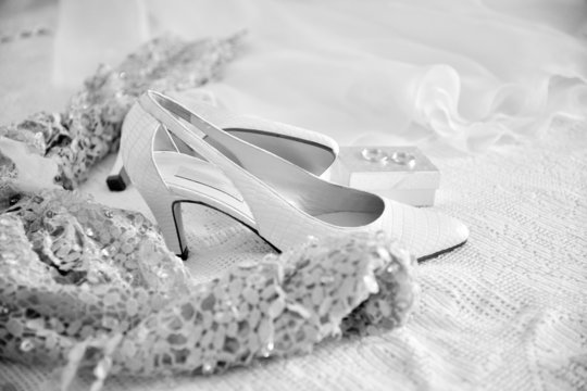 wedding shoes and apparel in lace black and white