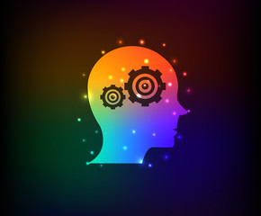 Engine brain symbol,Rainbow vector