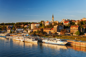 Belgrade from river Sava - obrazy, fototapety, plakaty