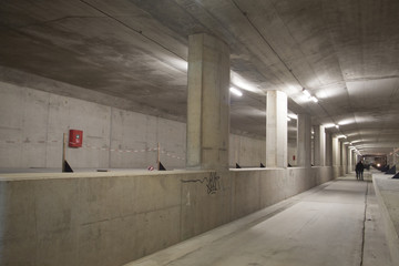 The station of the new subway line of Amstedam unde contruction