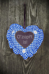 Stoffherz mit Stickerei O´zapft is