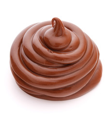 Chocolate cream swirl isolated on white background cutout