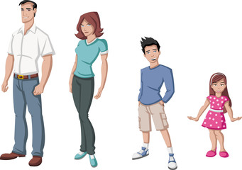 Obraz premium Happy cartoon family. White people.
