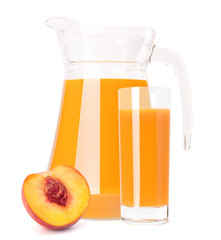 Peach fruit juice in glass jug
