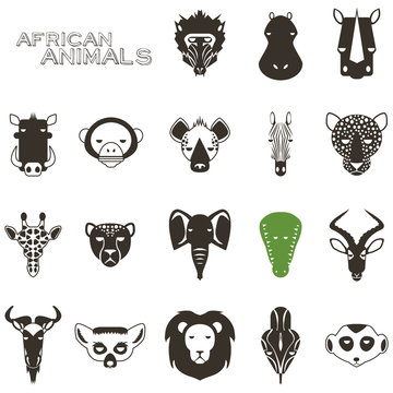 African Animal Black icons