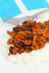 Chili con carne with rice