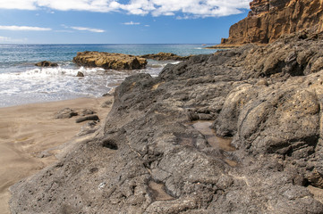 Fototapeta na wymiar Black sand volcanic beach. Tenerife Island