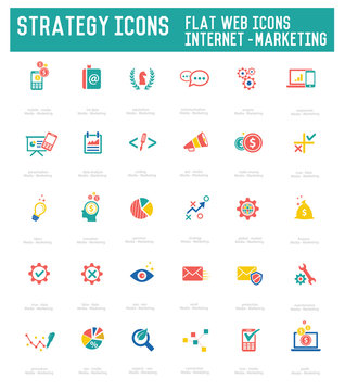 Strategy icon set on white background,vector