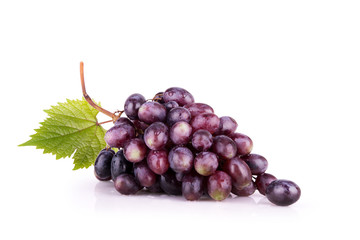 ripe red grapes with leaves