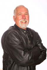 Fototapeta premium Mature man in a biker jacket