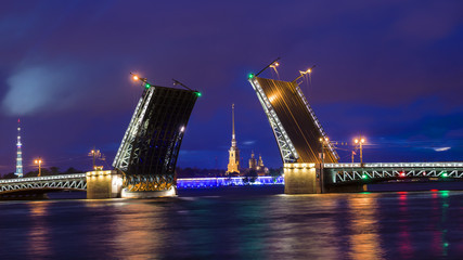 Fototapeta na wymiar Palace Bridge in St. Petersburg, Russia