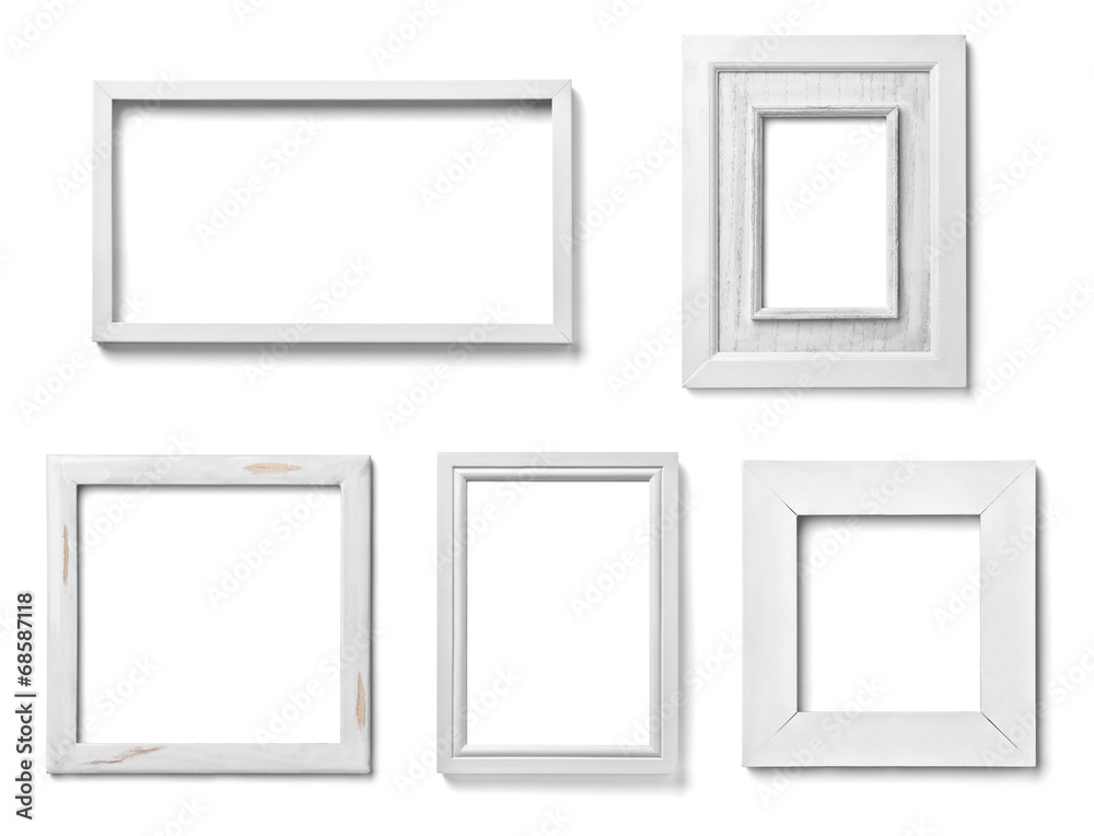 Wall mural white frame wood background image