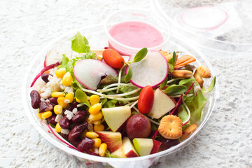 Fresh salad vegetable and fruit.