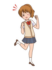 女の子　ガッツポーズ