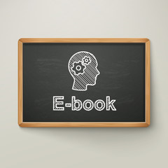 e-book on blackboard in wooden frame