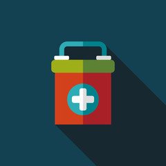 first aid kit flat icon with long shadow