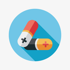 Pills flat icon with long shadow