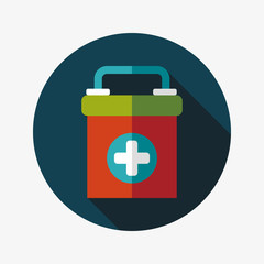 Obraz premium first aid kit flat icon with long shadow
