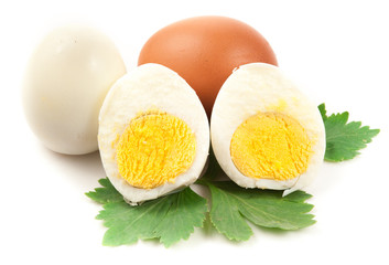 Shell boiled egg isolated on white background