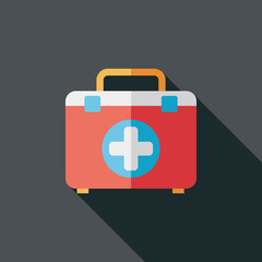first aid kit flat icon with long shadow