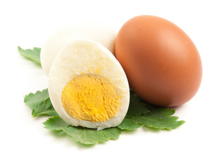 Shell boiled egg isolated on white background