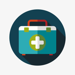 first aid kit flat icon with long shadow