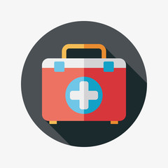 first aid kit flat icon with long shadow
