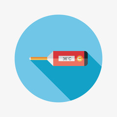 medical thermometer flat icon with long shadow