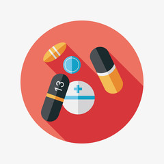 Pills flat icon with long shadow