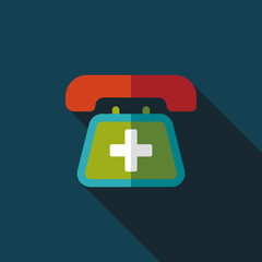 emergency call flat icon with long shadow