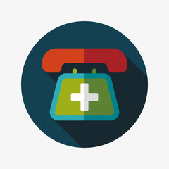 emergency call flat icon with long shadow